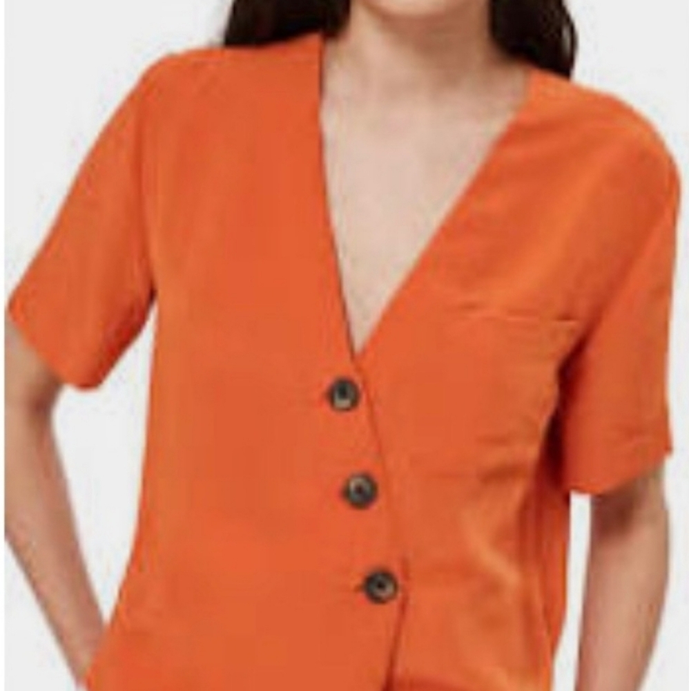 New Topshop Ashley Asymmetrical Button Blouse Top Shirt US 8